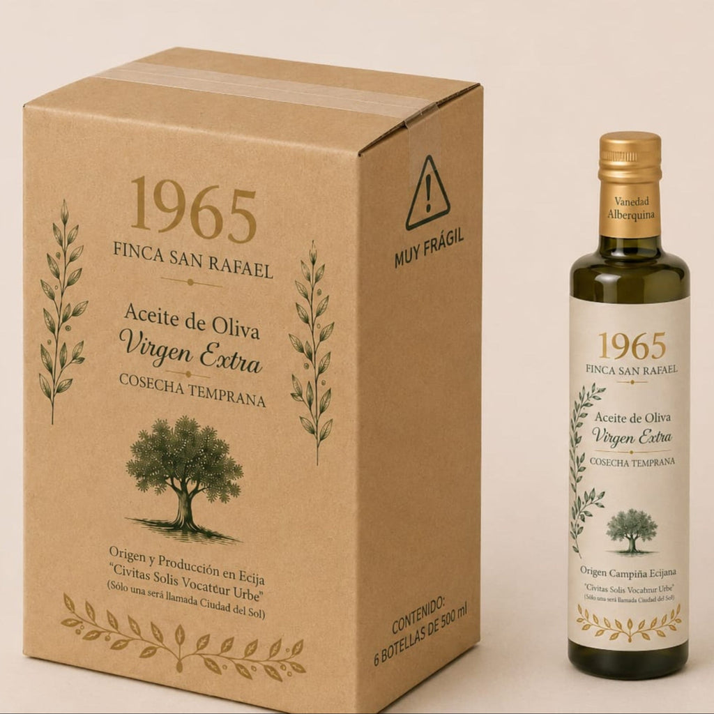 CAJA DE 6 BOTELLAS DE AOVE, VARIEDAD ARBEQUINA