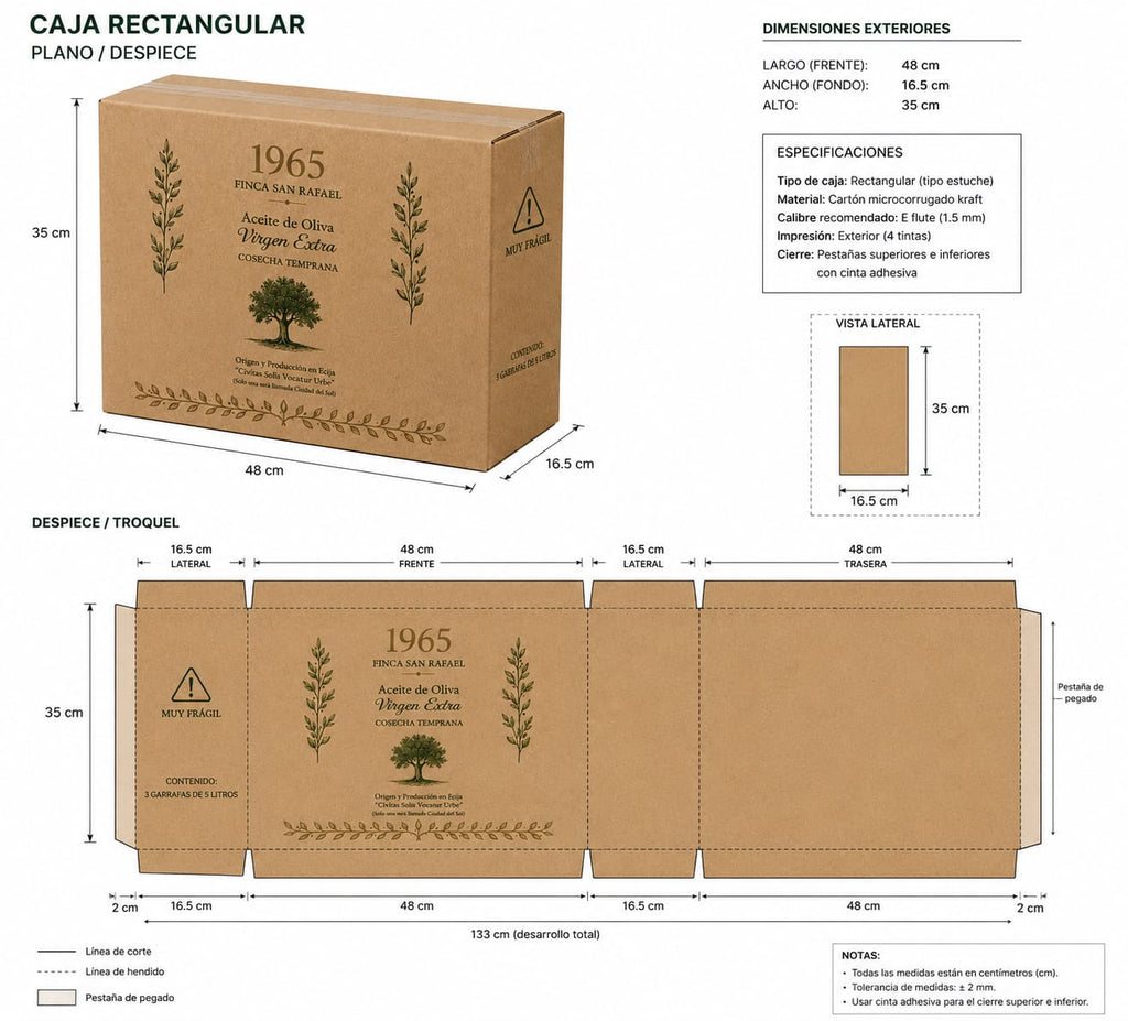 CAJA DE 3 GARRAFAS  DE AOVE, VARIEDAD ARBEQUIBA