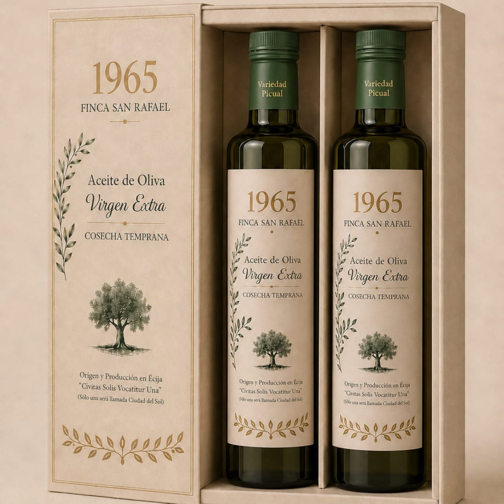 ESTUCHE REGALO DE 2 BOTELLAS DE AOVE, VARIEDAD PICUAL