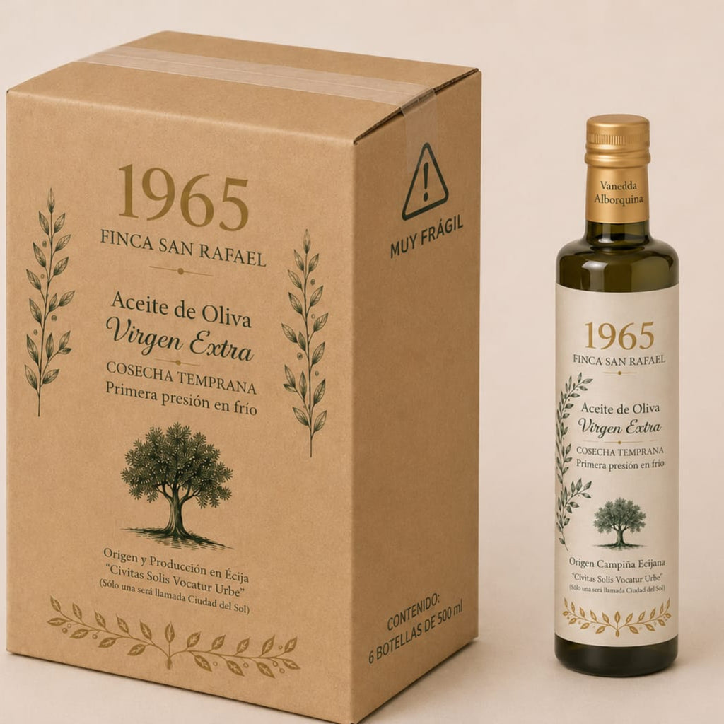 CAJA DE 6 BOTELLAS DE AOVE, VARIEDAD ARBEQUINA